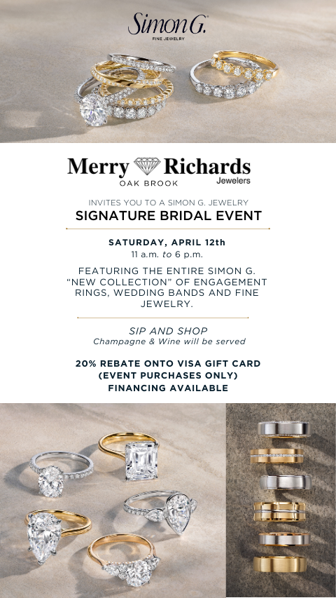 Merry Richards Bridal Event Merry Richards Bridal Event banner featuring engagement rings and wedding bands